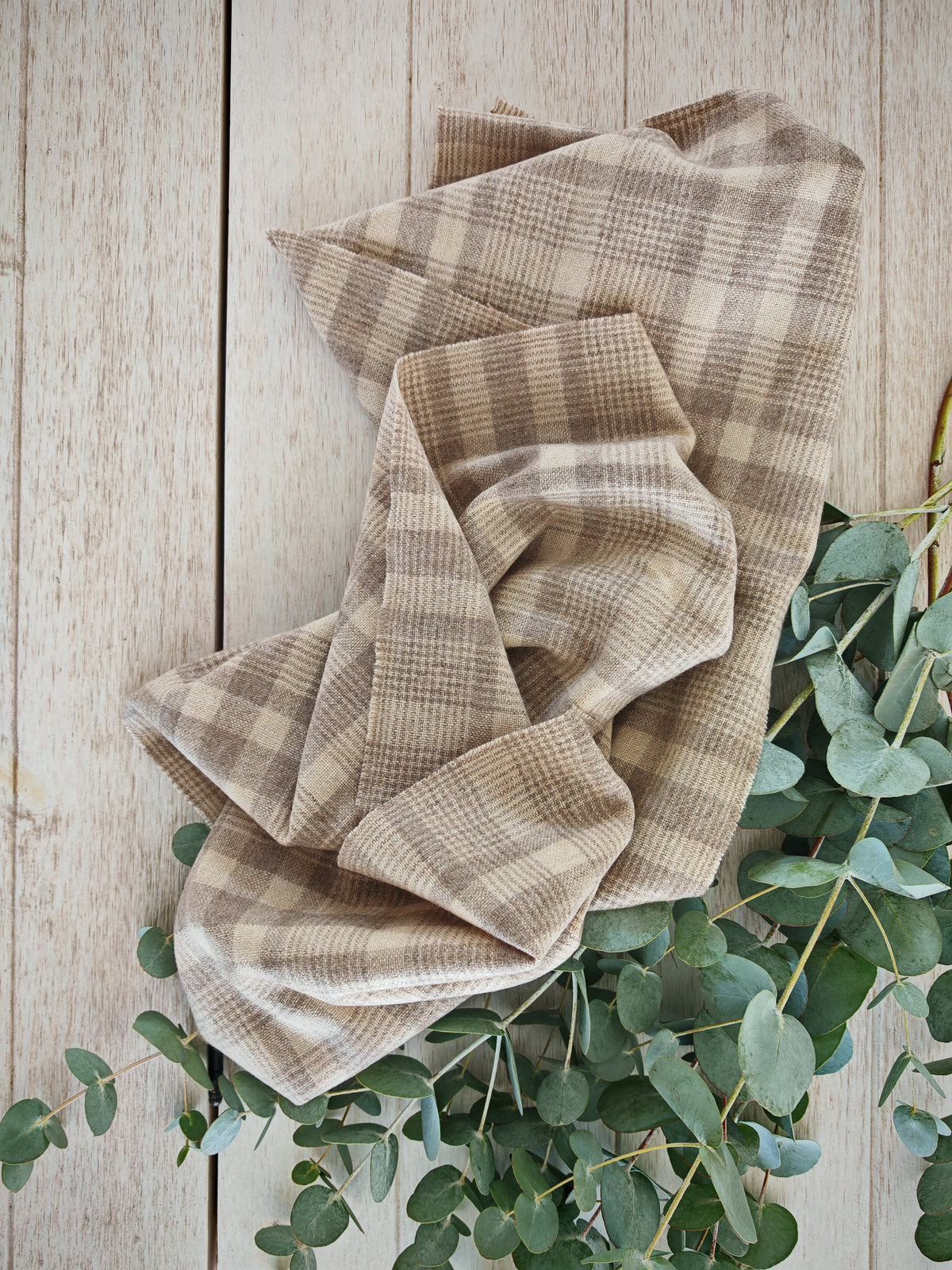 Kaschmirschal mit Karomuster – Beige