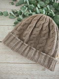 GOYOL Kaschmir-Beanie mit Zopfmuster – Braun