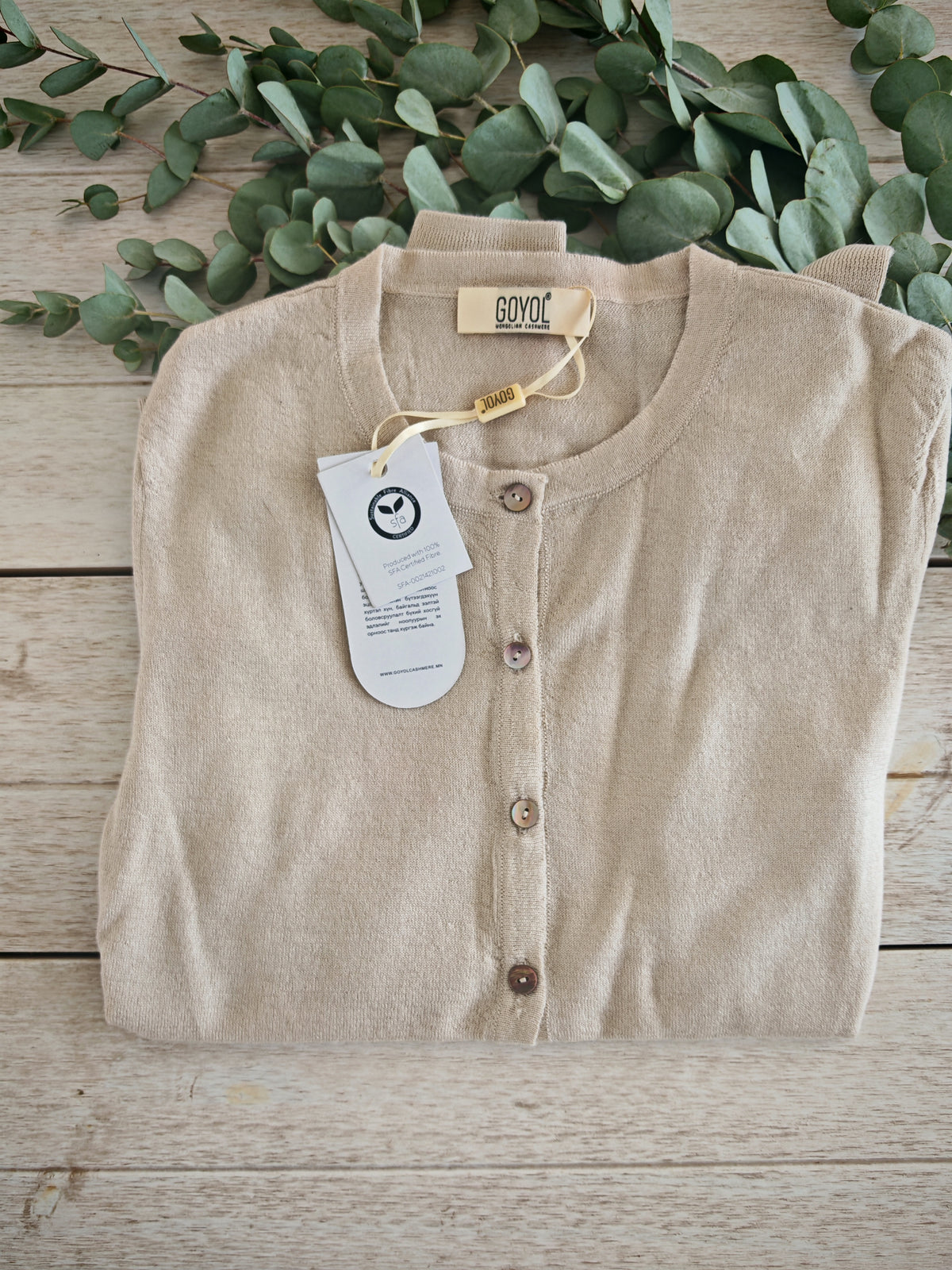 Damen-Cardigan aus reinem Kaschmir – Sandbeige